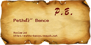 Pethő Bence névjegykártya